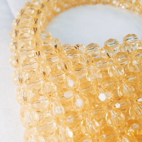 SOLD Yellow Mini Crystal Beaded Handbag - Picture 4 of 5